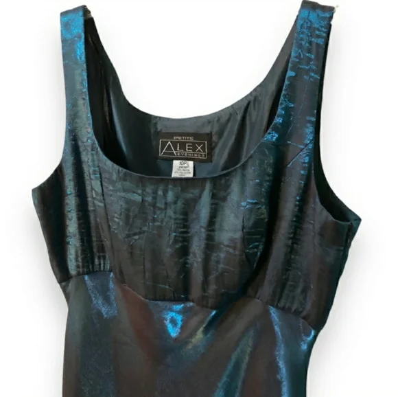 ALEX EVENINGS PETITE Iridescent Teal Two Piece Evening Dress Set